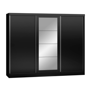 HCF Nevada Black Gloss Sliding 3 Door Mirrored Wardrobe